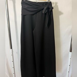Forever 21 Black Wide Leg Pants High Waist Tie Front Work Casual Comfy